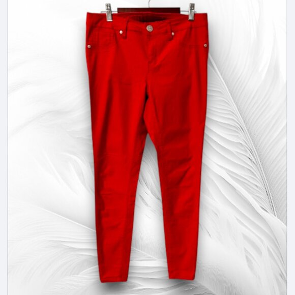 V.I.P Jeans Women’s Red Stretch Skinny Pants Size 9/10 Cotton Blend - Picture 2 of 6